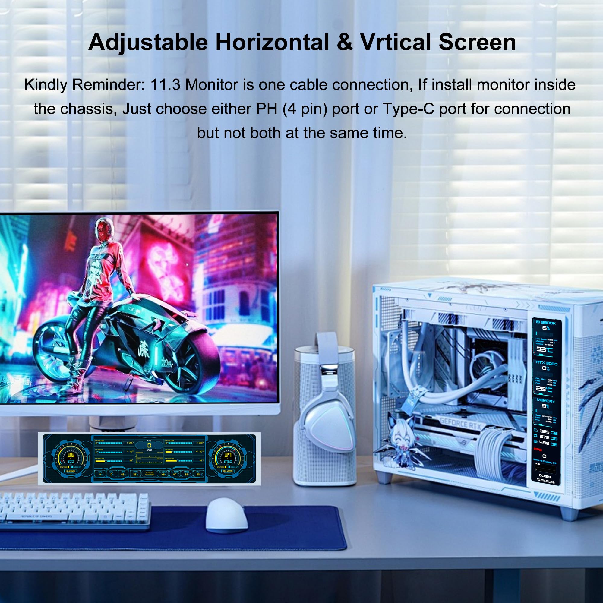 Amazon.co.jp: 11.3 インチ小型モニター HD 1920x480 IPS LCDミニ