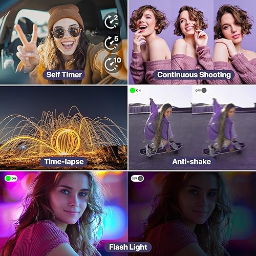 Miniatura 8 de Cámaras digitales 8K para fotografía con WiFi, cámara de enfoque automático de 88 MP para vlogging para YouTube con doble lente, cámara digital de