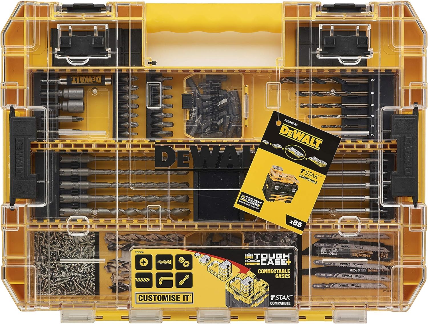 DeWalt DT70762-QZ Toughcase 85-teiliges Set – Bohrer aus Beton und Metall und Schraubbits – für Bohrschrauber und Bohrhammer SDS-Plus