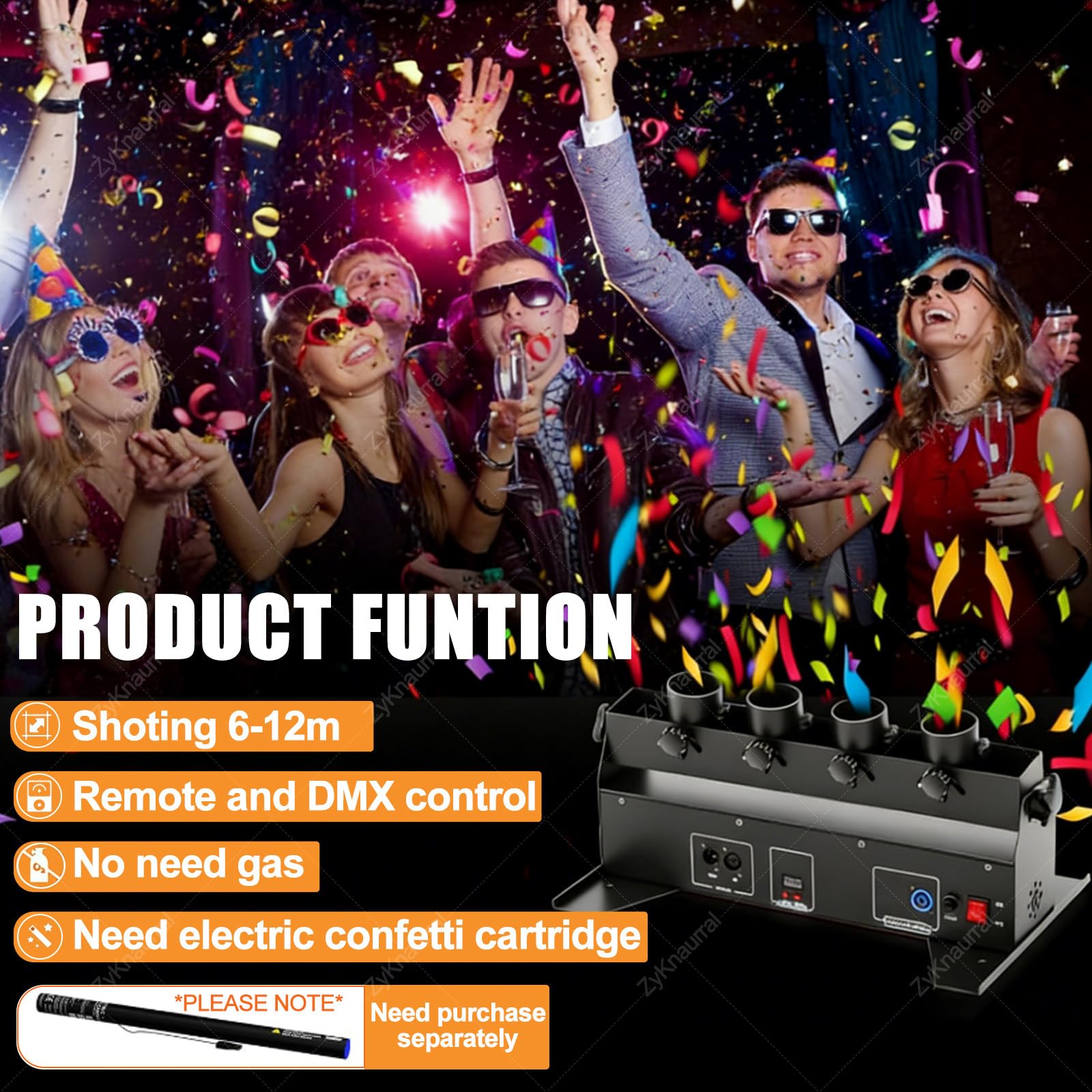 Macchina Lancia Coriandoli - Macchina per Effetti Coriandoli a 4 Teste, Macchina Elettrica per Cannone Coriandoli Con Dmx512 E Telecomando per Matrimoni, Spettacoli in Discoteca, Club, Palco