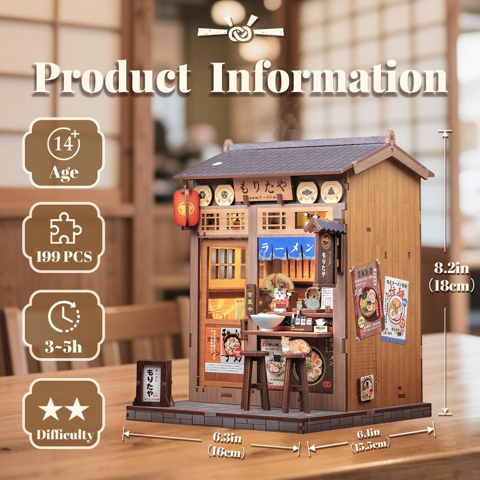 CUTEBEE Book Nook Kit - DIY Dollhouse Miniature House Build Yourself with Dust Cover & LED Light, Brown, 1:24 - Image 3