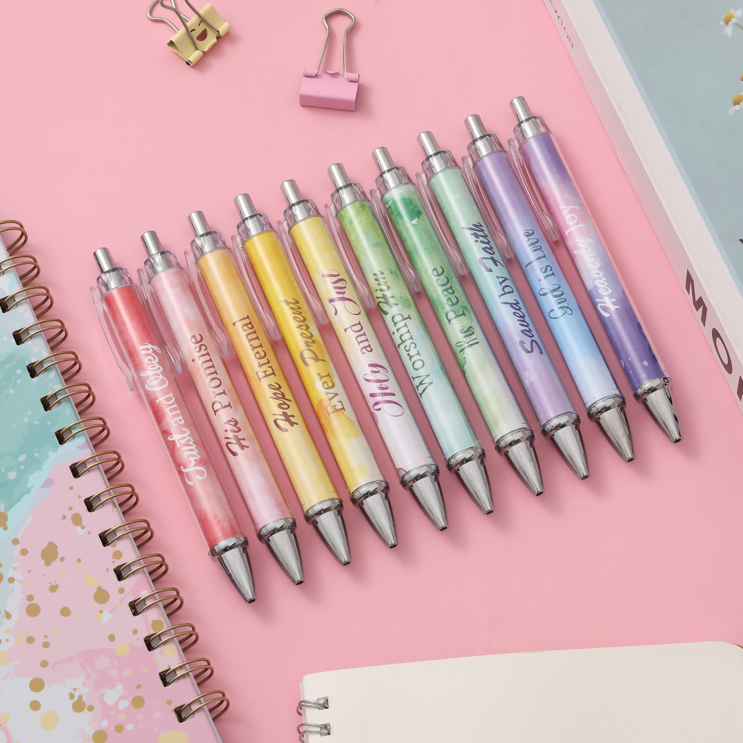 Mr. Pen- Christian Pen Set, 10 Pack, Gradient Style, Black Ink, Bible Verse Pens, Christian Pens for Women