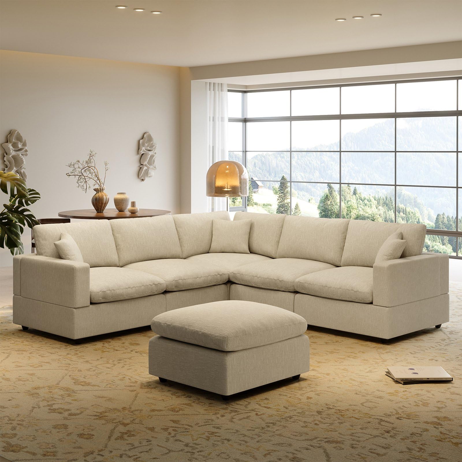 Intuition Decor Cloud Modular Sectional Sofa,Down Filled V Shape Couch,Convertible Sectional Sofa for Living Room, Modern Deep Seat Comfy Cloud Couch