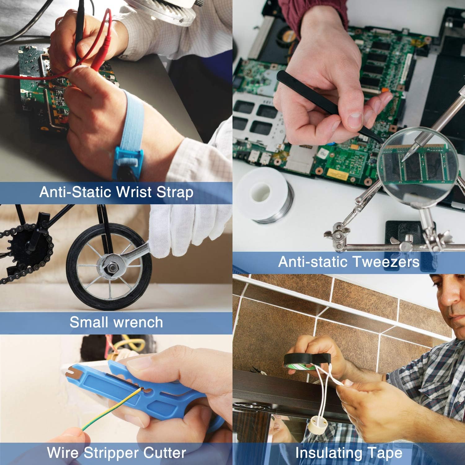 Kit de fer à souder 24 en 1, 60 W, température réglable de 200 à 450 °C, kit de soudure électrique avec 5 pannes à souder, multimètre numérique, support de fer à souder, pompe à dessouder
