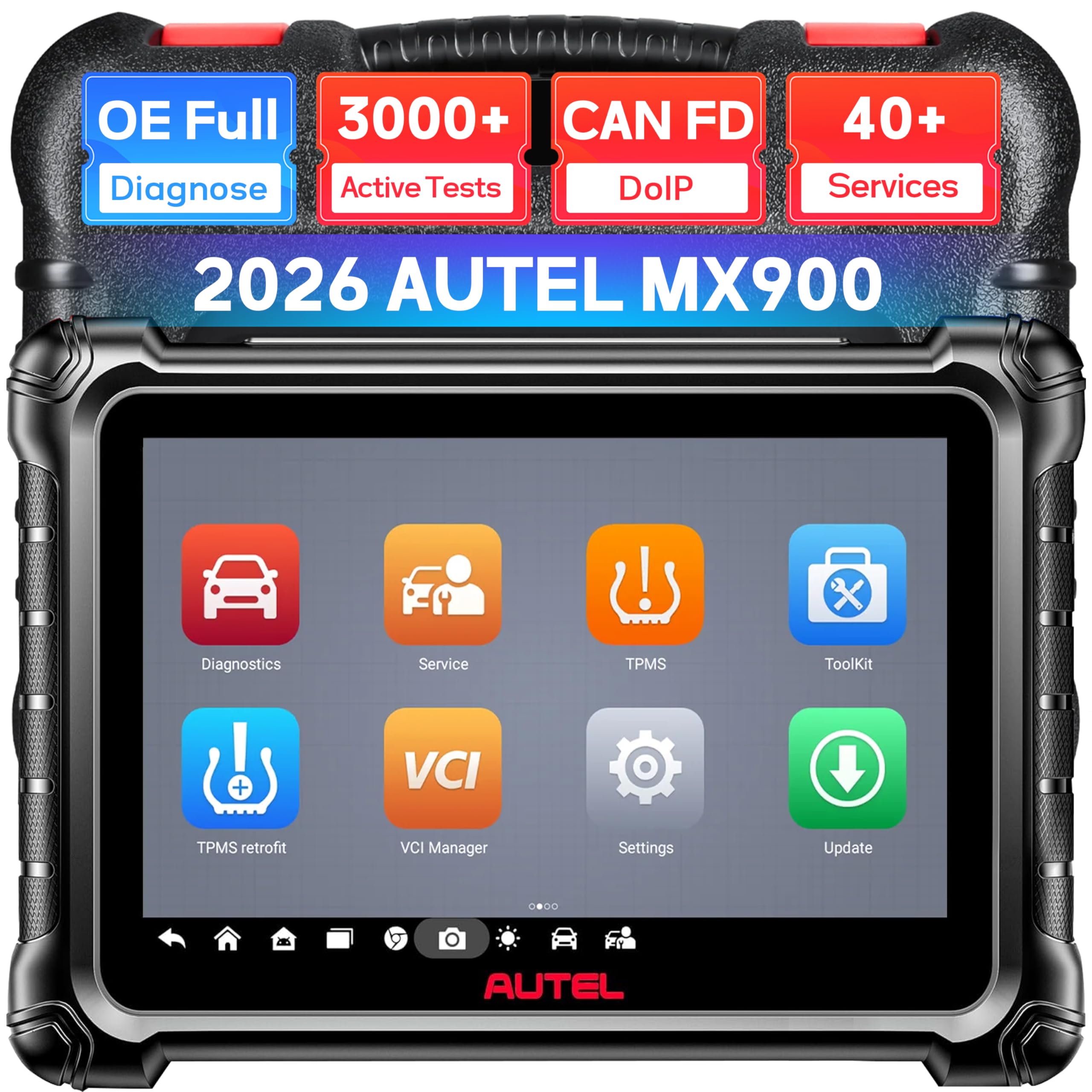 MaxiCheck MX900 OBD2 Scanner, Same as MaxiCOM MK900 MK900BT, Upgrade of MK808 MX808, All System Diagnostic Scan Tool for Cars, 40+ Services, 3000+ Active Tests, CAN FD/DoIP, FCA