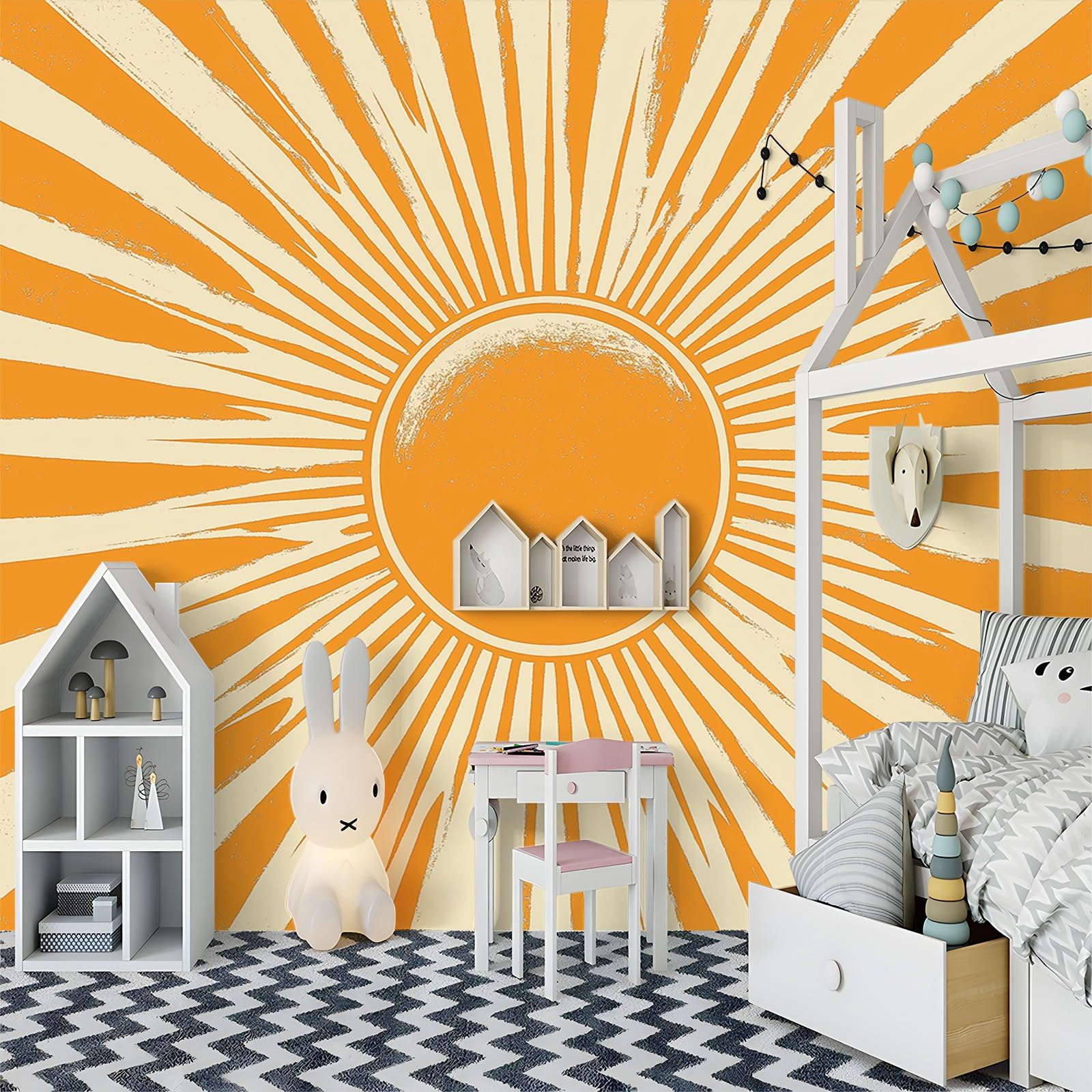 Tapeta 350 x 256 cm Promienie Słońca Vintage Złoty Malowany Tapety Na Fototapety Sypialnia Salon