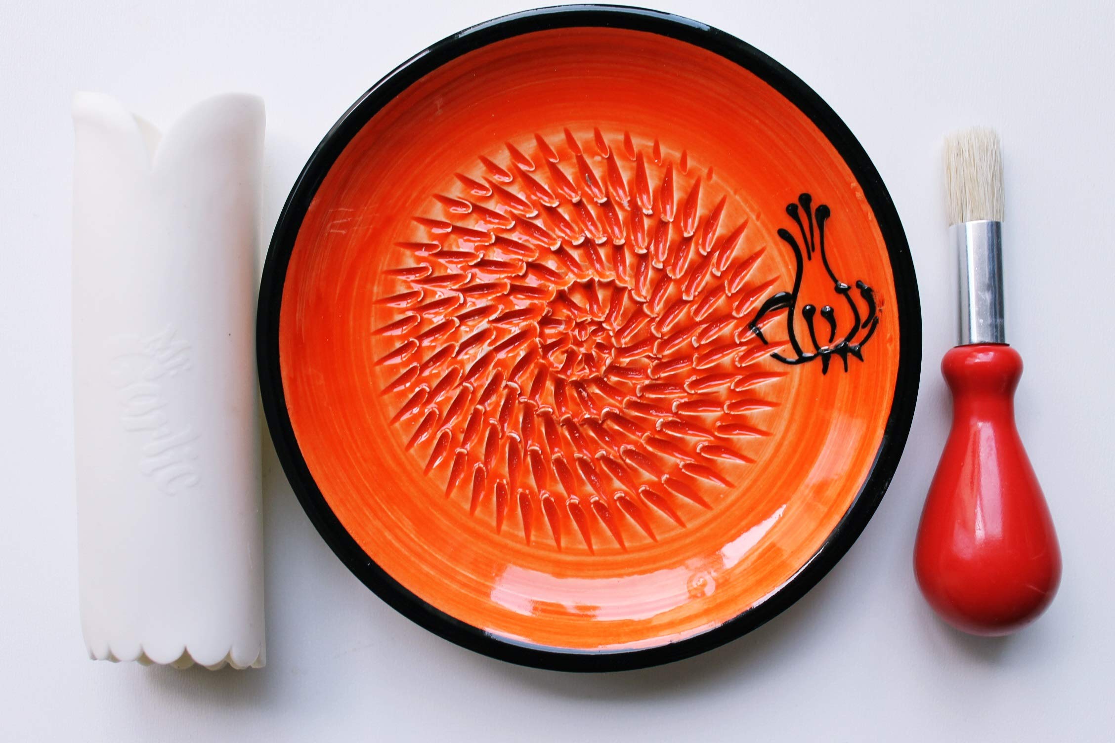 JOSKO Produkte 2739 Garlic Red Grating Plate Set, Ceramic, Orange