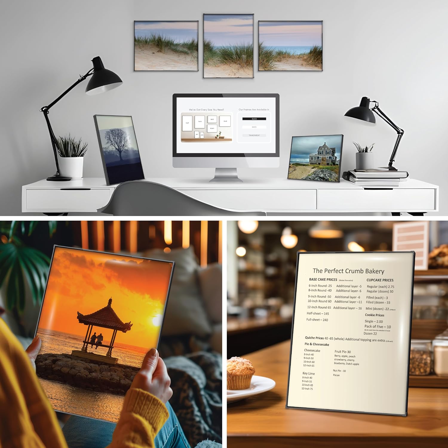 Mantello Essentials Sleek Black 8x10 Picture Frame Set - Pack of 6