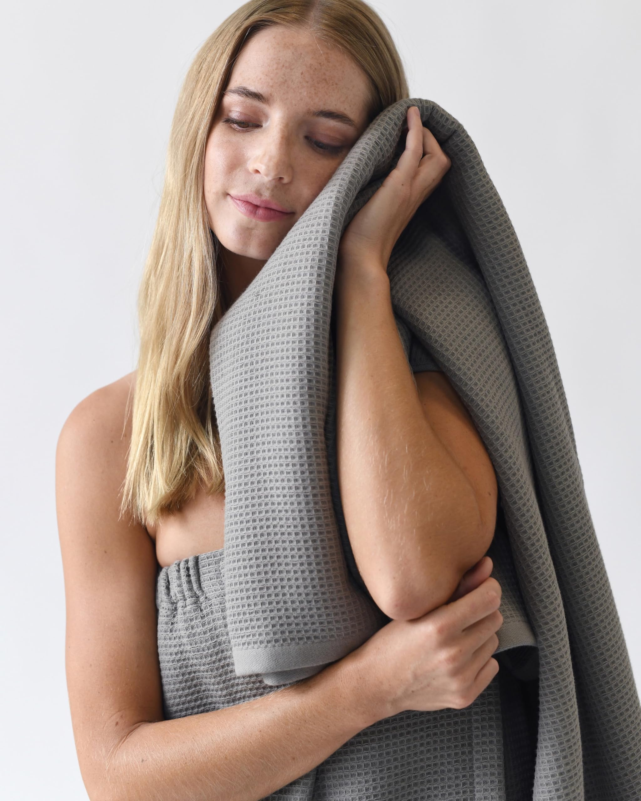 Cozy Earth Strapless Towel Wrap Waffle Weave Bath Sheet Cozy Earth