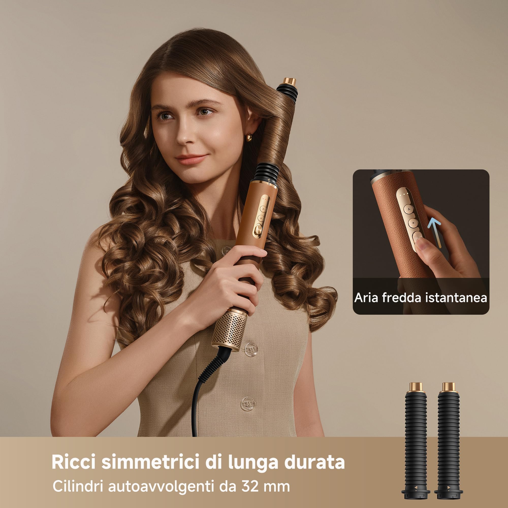 DREAME AirStyle Pro 2 7 in 1, Asciugatura Rapida, 2 Cilindri Arricciacapelli, Capelli Volumizzanti, Riduzione dell'Effetto Crespo, Confezione in Pelle, Styling a Flusso d'Aria, Design Magnetico