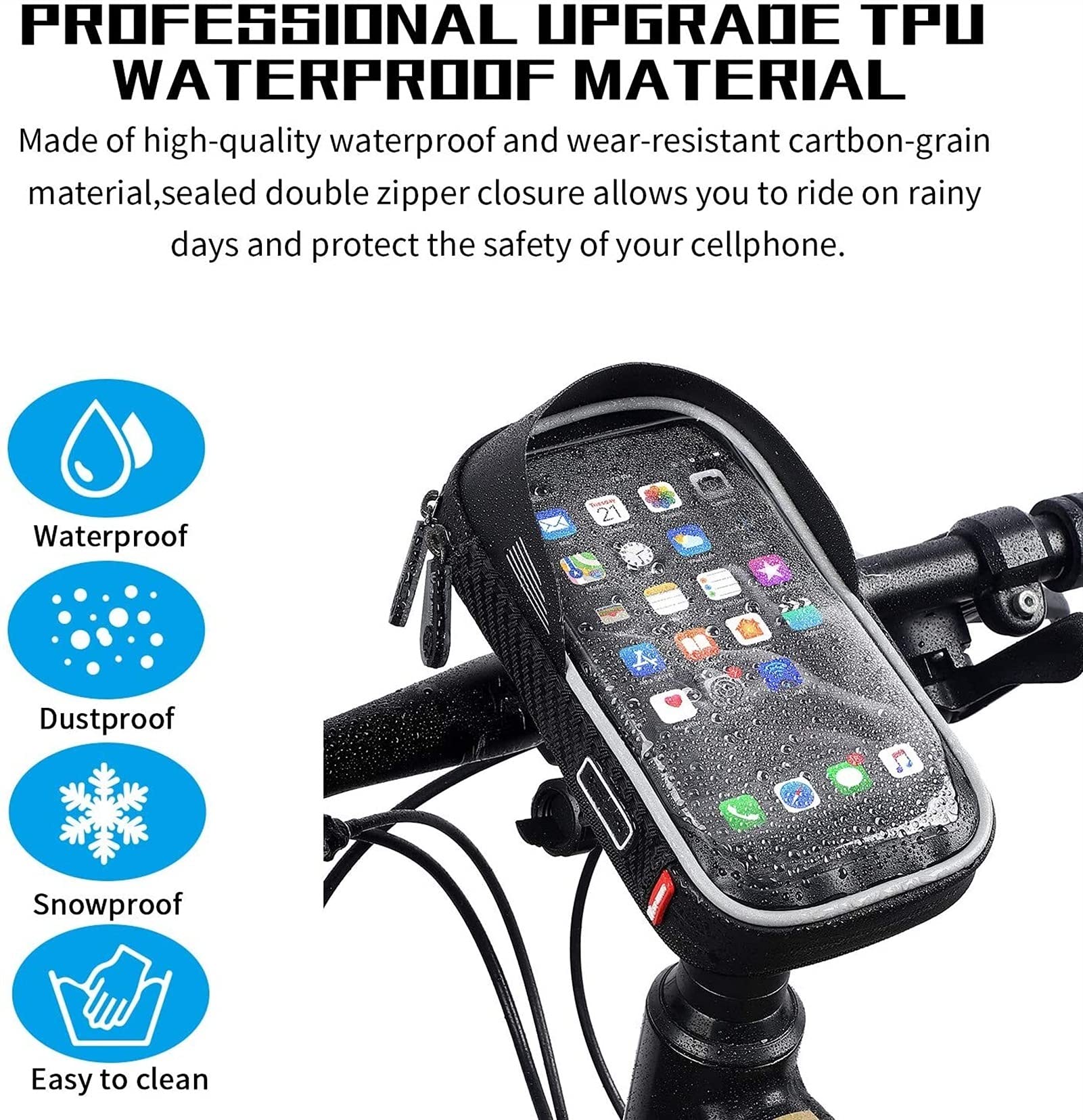 Borse per Biciclette. Borsa Porta Cellulare for Bicicletta, Borsa Riflettente con Touch Screen, da Manubrio