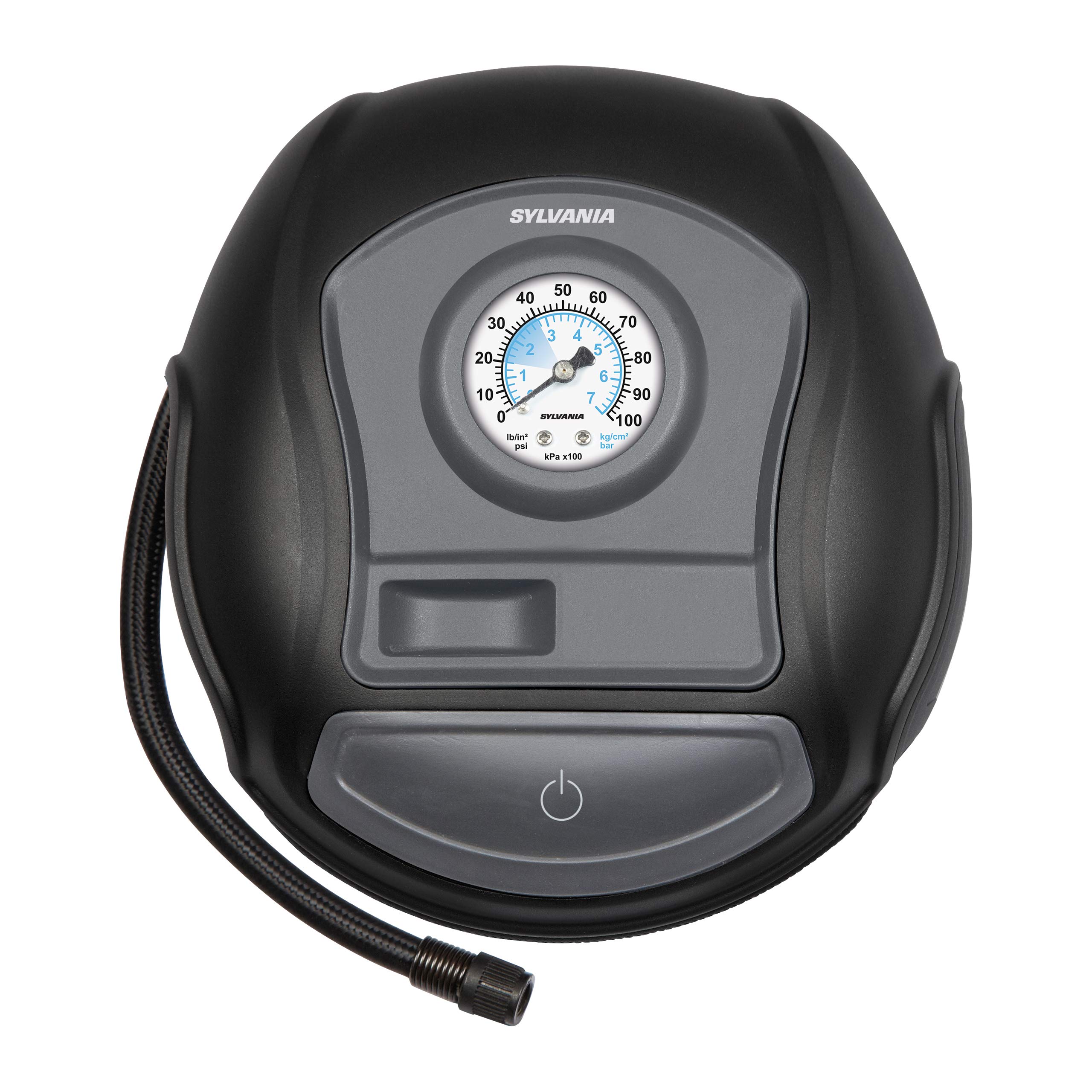 Sylvania Basic Portable Tire Inflator - Analog Dial Gauge - 3 Piece Adapter Set for Sports Balls, Vehicle Tires, Bike Tires, and Inflatable Toys