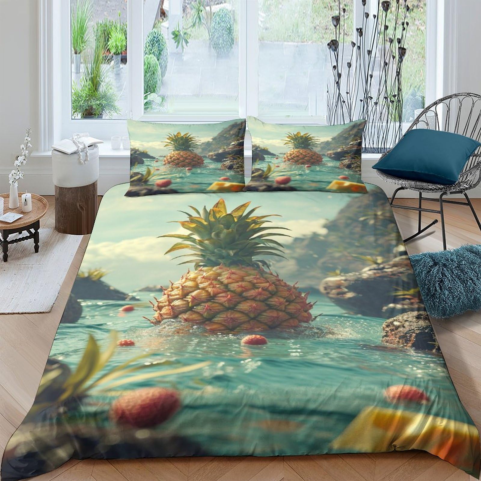 Housse de couette King motif ananas pour dynamiser la décoration d'une chambre d'ado ou adulte