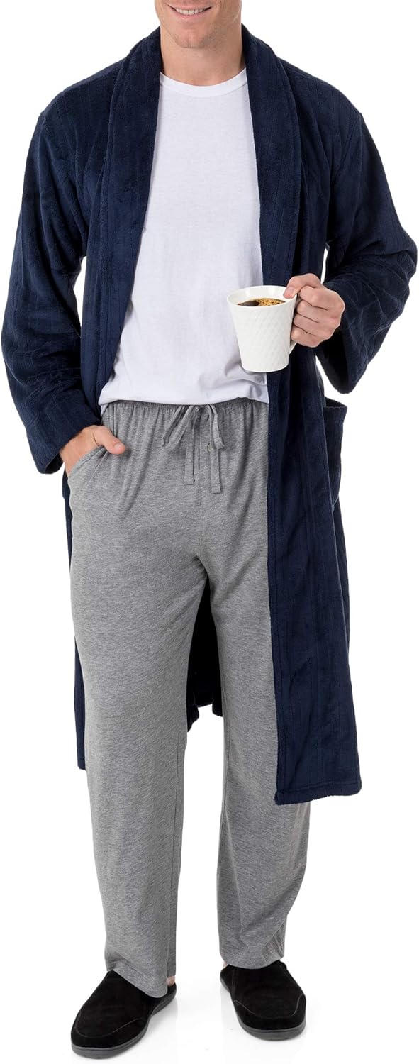 IZOD mens Comfort-soft Fleece - Drop Needle Bathrobe - Image 4