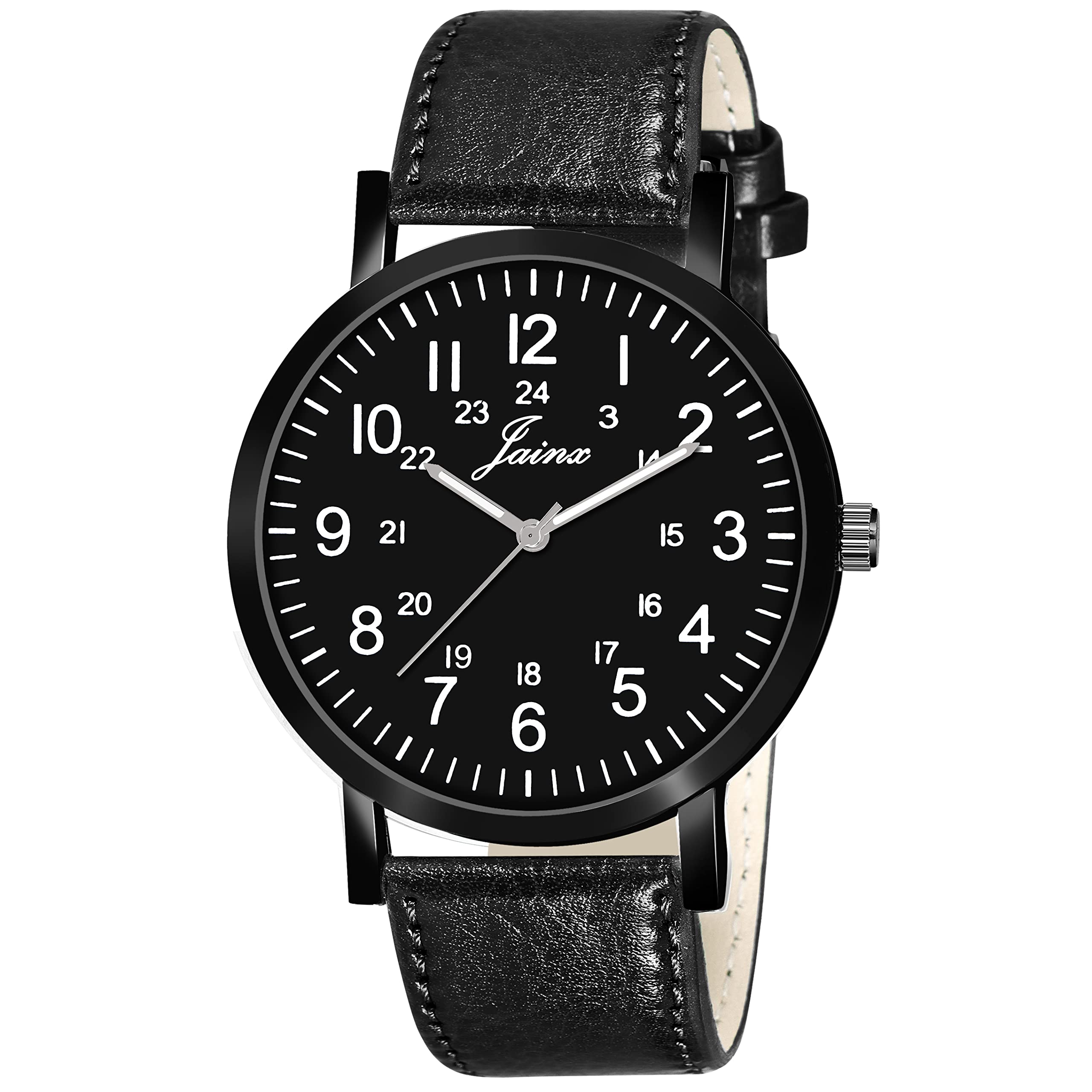 jainx Black Leather Strap Analog Wrist Watch for Men - JM7145 (B0BTHG9BJ4) Amazon Price History, Amazon Price Tracker