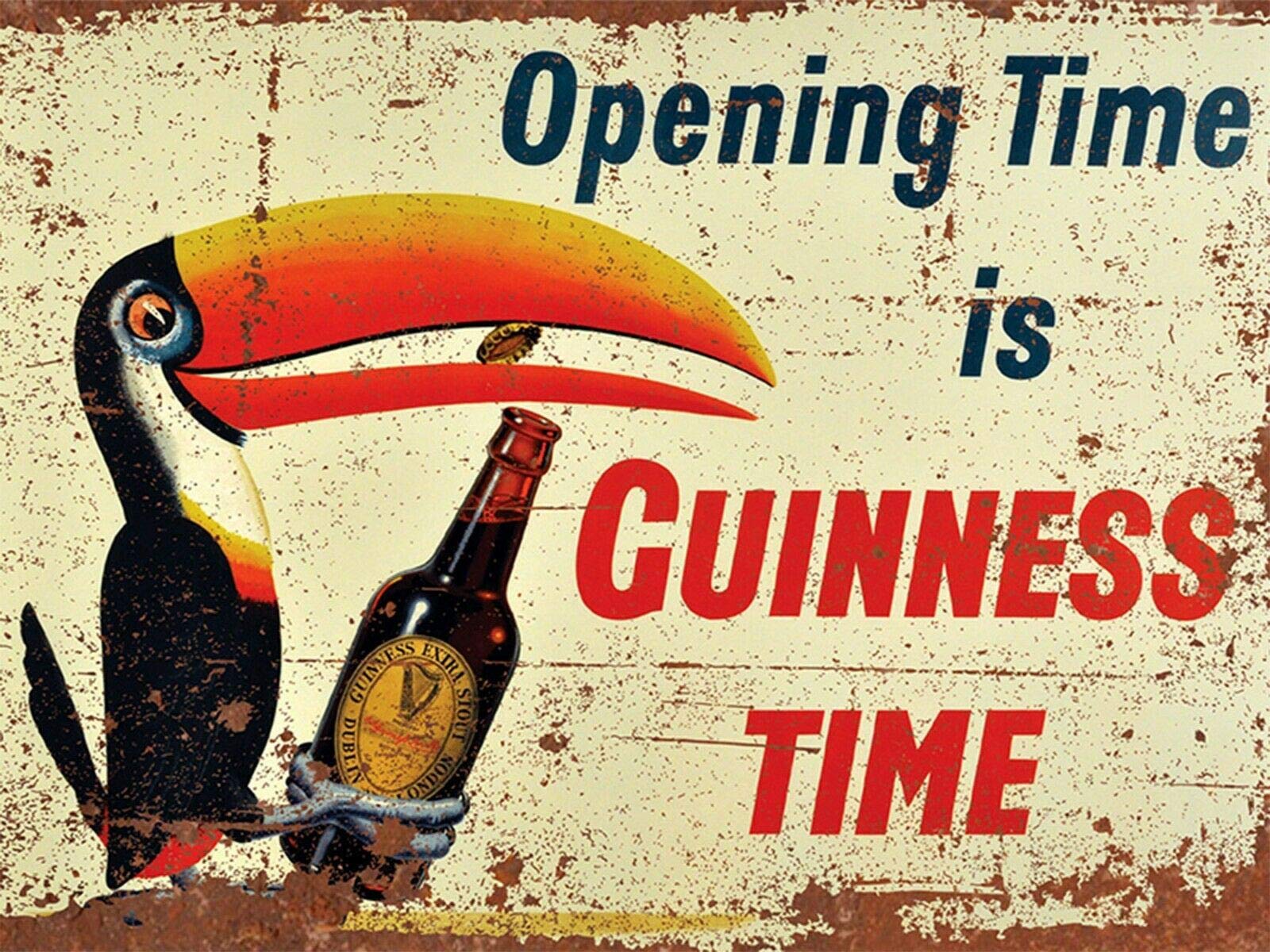 BigBazza Vintage Advertising Wall Tin Plaque 20x15cm - Pub Shed Bar Man Cave Home Bedroom Office Kitchen Gift Metal Sign - Guinness Draught Stout Ale Pint Irish Ireland