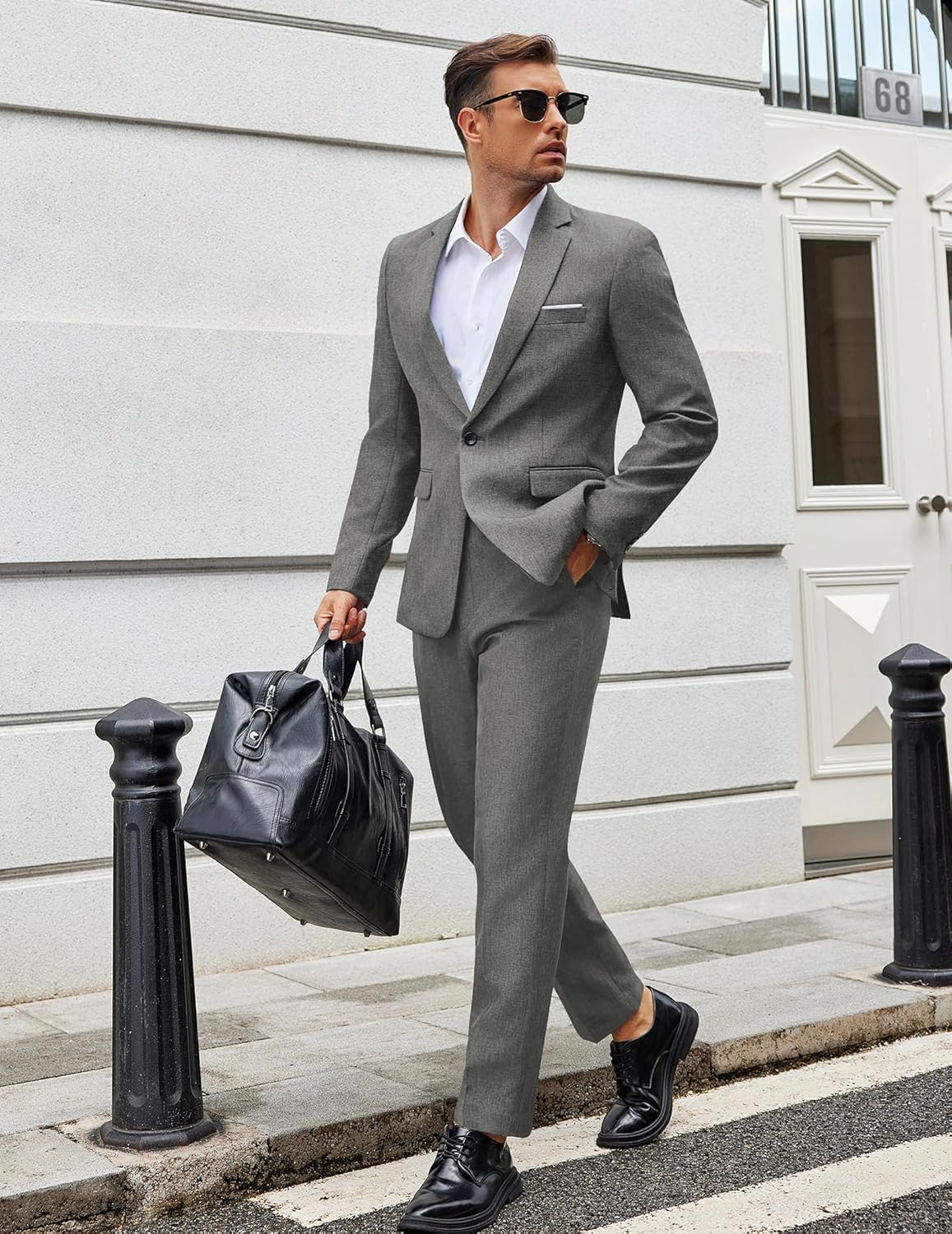 COOFANDY Men Suits Classic Fit 2 Piece Suit Set One Button Casual Blazer Wedding Bussiness Suit Separates