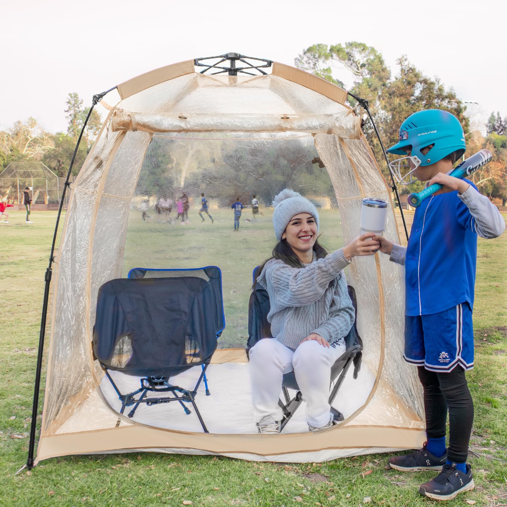 All Weather Proof Pod Sports Pod,540°View Weather Tent,1-4 Person Instant Tent with Sealed Floor,Outdoor Screen House with Carrying Bag,Screen Room