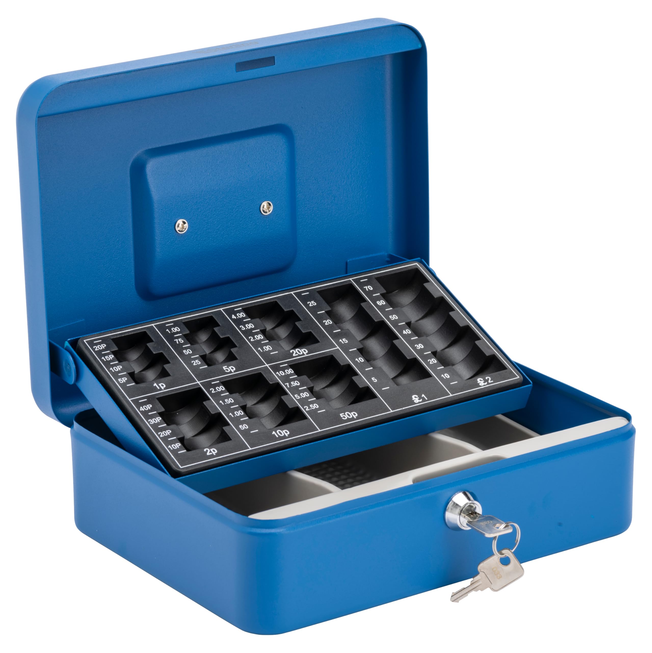 Burg-Wächter Blue Sterling Cb03gbbl 10" Gbp Cash Box With Gbp Coin Tray,