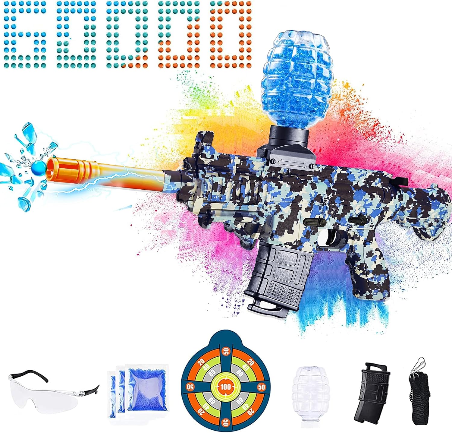 Electric Gel Ball Blasters with 60000 Water Beads, Summer Team Game Toy for Outdoor Activities, 12+ Birthday Gifts, for Boys and Girls Adult