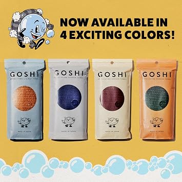 GOSHI Exfoliating Shower Towel - Long Body Scrubber for Back Acne, KP & Smooth Skin - Durable Rip-Resistant Weave, Quick-Dry Nylon Washcloth - Ethically Crafted in Gunma, Japan - Green