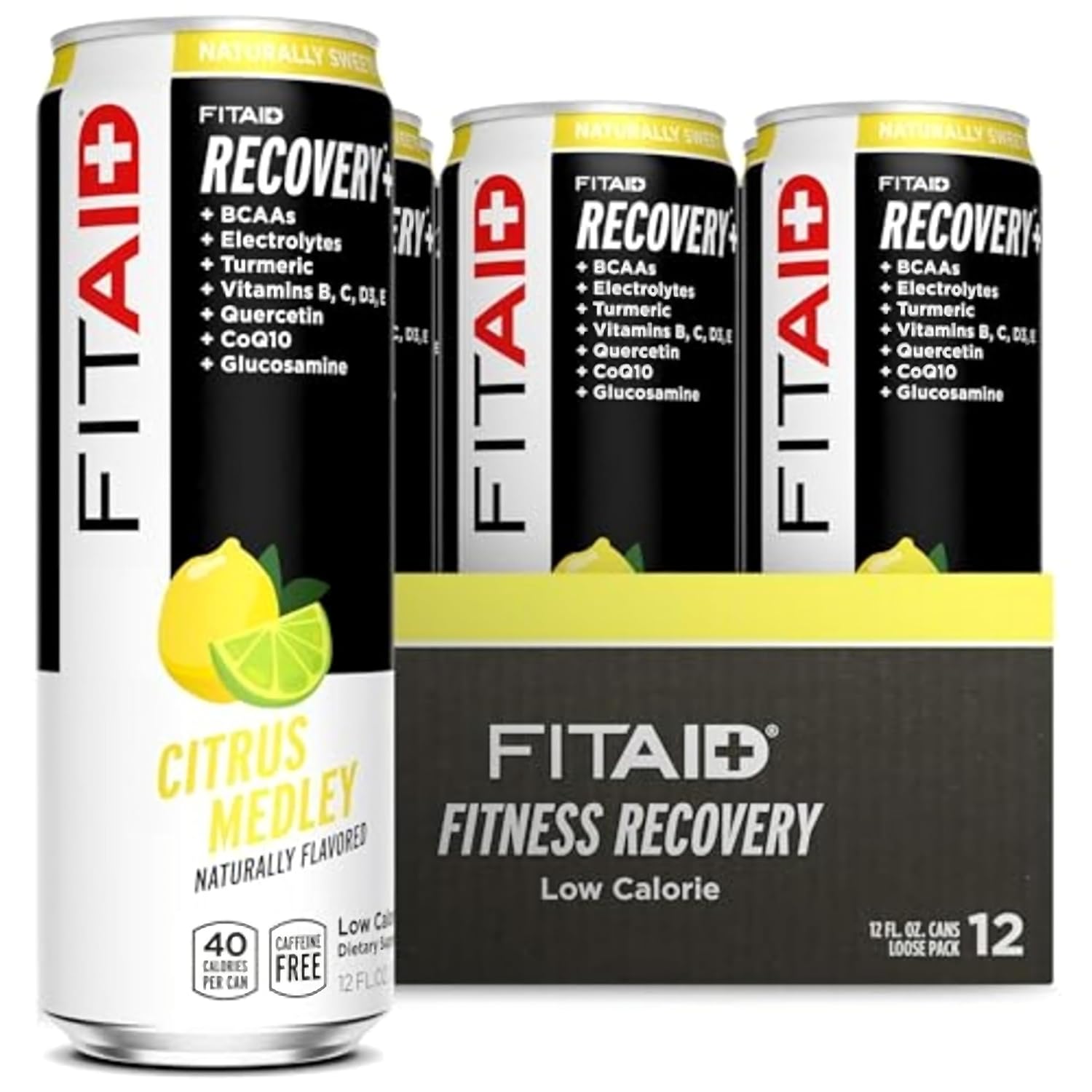 FITAID Recovery Blend BCAAs Vitamin B6 B12 Glucosamine Electrolytes 100 Clean Paleo B-Complex Citrus Medley No Sucralose 12-oz