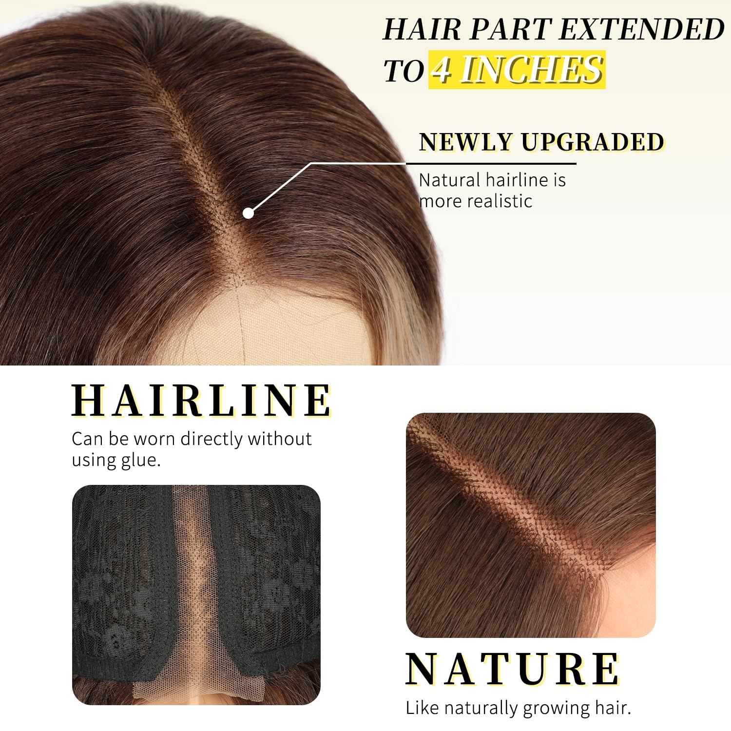 AISI HAIR Blonde Wig for Women, Long Wavy Lace Hairline Blond Synthetic Middle Part Ombre Blonde Wigs for Daily Party-26 Inch