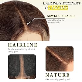 AISI HAIR Blonde Wig for Women, Long Wavy Lace Hairline Blond Synthetic Middle Part Ombre Blonde Wigs for Daily Party-26 Inch