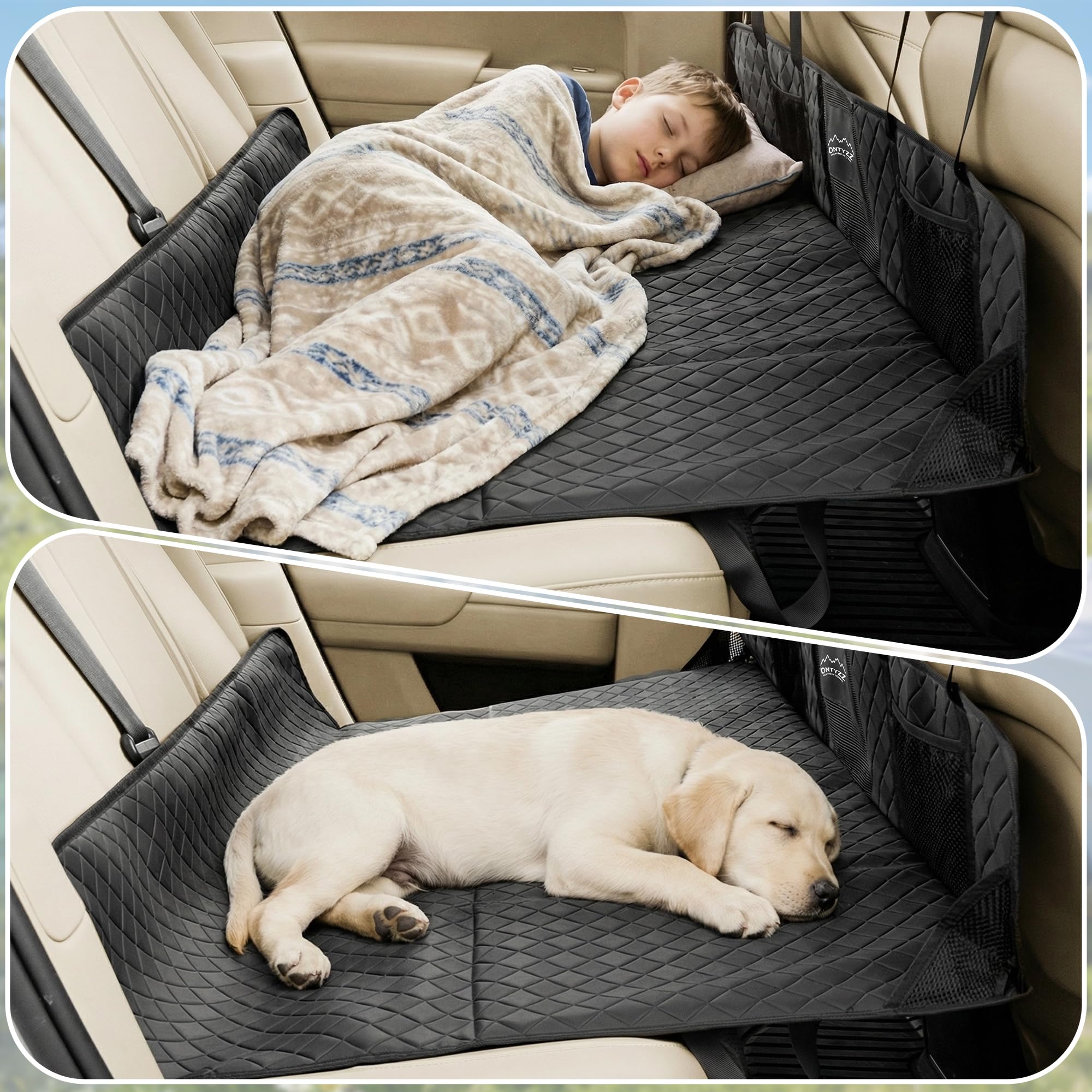 ONTYZZ Estensore per Sedile Posteriore per Cani Pelle PU coprisedile Auto per Cani con Fondo Rigido Antigraffio e Impermeabile Grande Rigido Telo Auto Animali per Auto e SUV