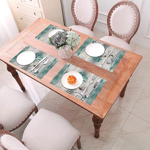 Miniatura 5 de Juego de 4 manteles individuales florales de 12 x 18 pulgadas, diseño de margarita azul turquesa, rectangular, para fiesta, hogar, cocina, comedor,