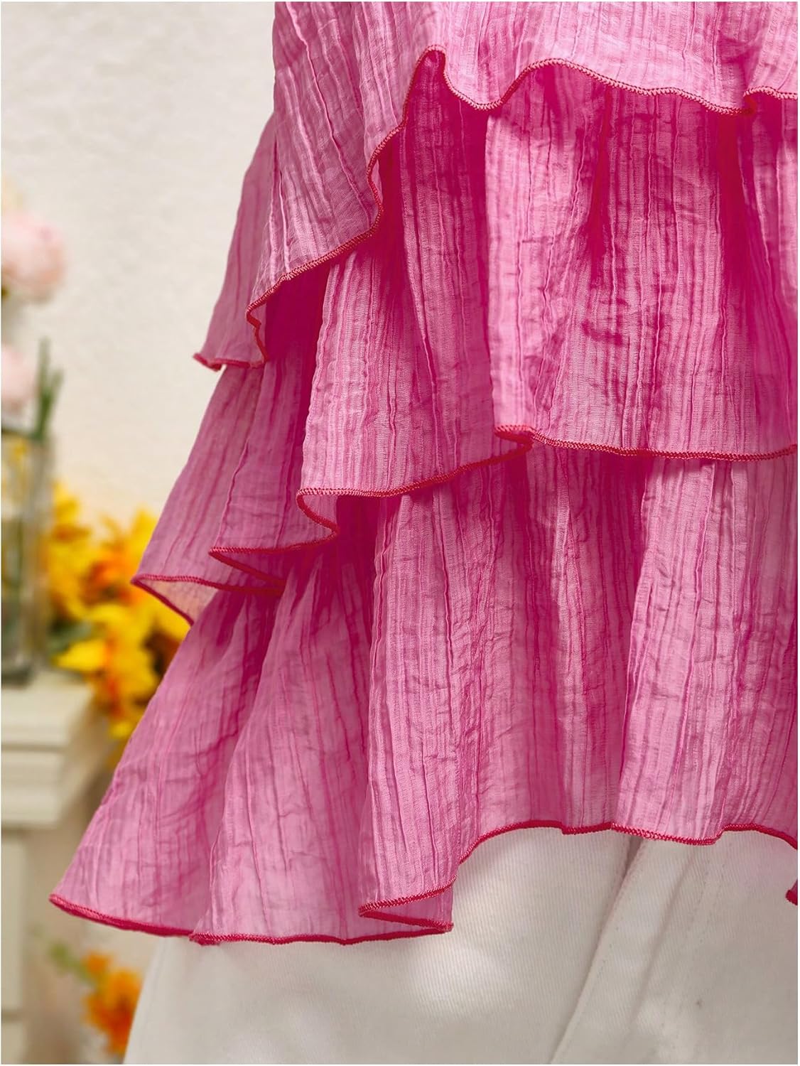 GORGLITTER Women's Layered Ruffle Cami Tops Sleeveless Spaghetti Strap Babydoll Going Out Top Trendy 2025 - Image 2