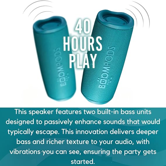 Boompods Beachboom 12 Wasserdichter Bluetooth-Lautsprecher - Outdoor-Lautsprecher aus Ozeanplastik Robuster Bluetooth Box mit 12W & IPX7 Wasserschutz 40 Std Musikboxen für Strand & Reisen Schwarz