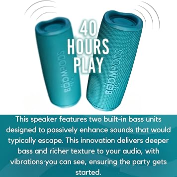 Boompods Beachboom 12 Wasserdichter Bluetooth-Lautsprecher - Outdoor-Lautsprecher aus Ozeanplastik Robuster Bluetooth Box mit 12W & IPX7 Wasserschutz 40 Std Musikboxen für Strand & Reisen Schwarz