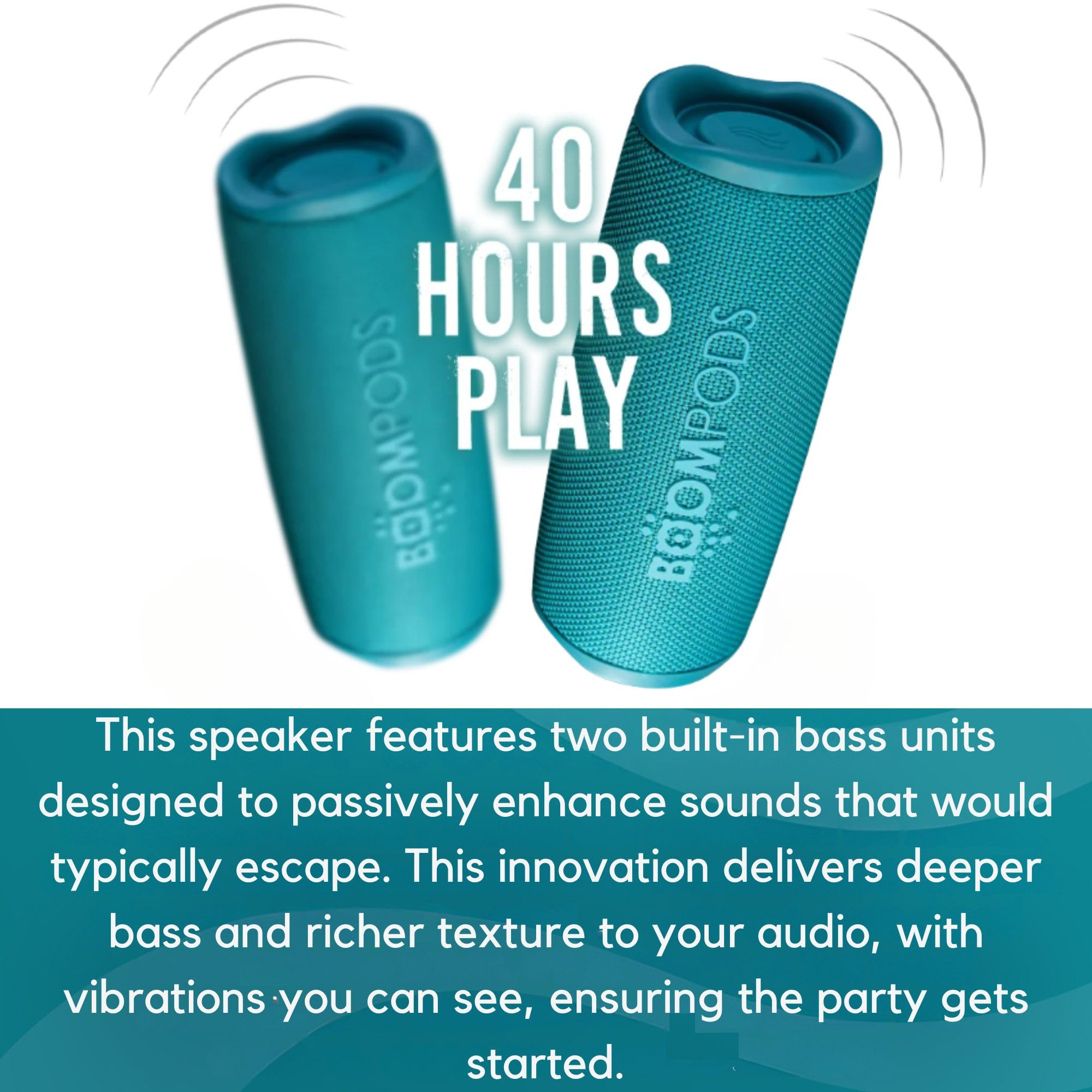 Boompods Beachboom 35 Altoparlante Portatile Impermeabile IPX7 - Mini Speaker Bluetooth con Pulsante Selfie, 12 Ore di Autonomia, Realizzata con Plastica Oceanica, Cassa Doccia per Viaggi - Blu
