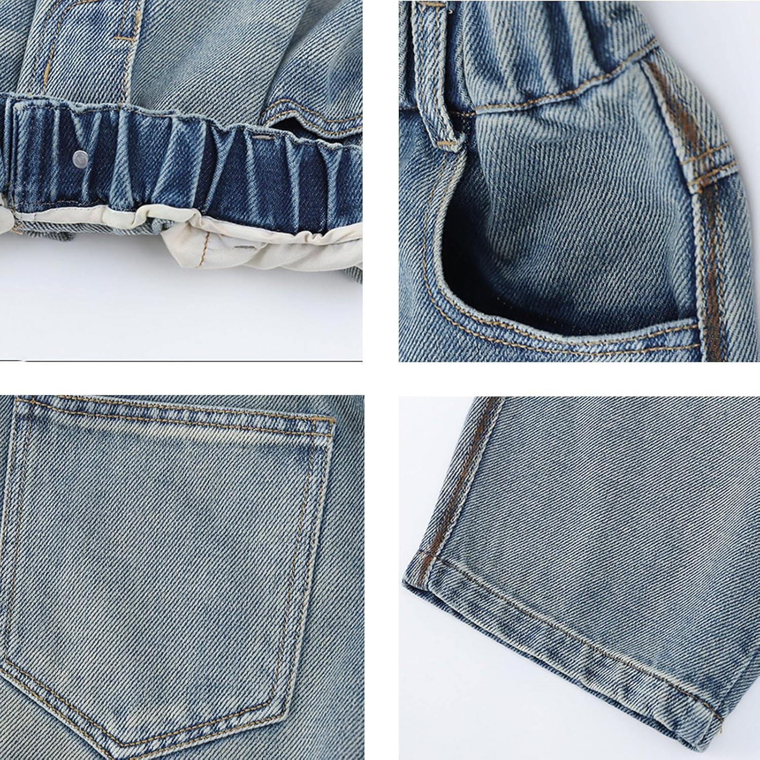 Boys Straight Leg Baggy Jeans Kids Boys Elastic Waist Casual Loose Pull On Denim Pants with Pockets 5-14 Years - Image 4