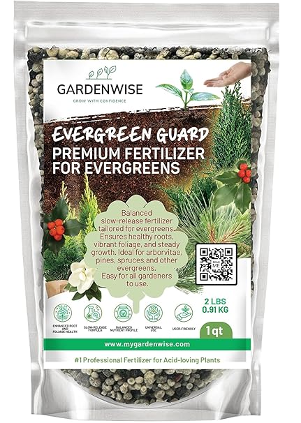 Evergreen Fertilizer – All-Purpose Granular Plant Food for Outdoor Trees and Shrubs, Azaleas, Magnolias, Pines & Arborvitae – Slow-Release Formula (1/2 Quart)