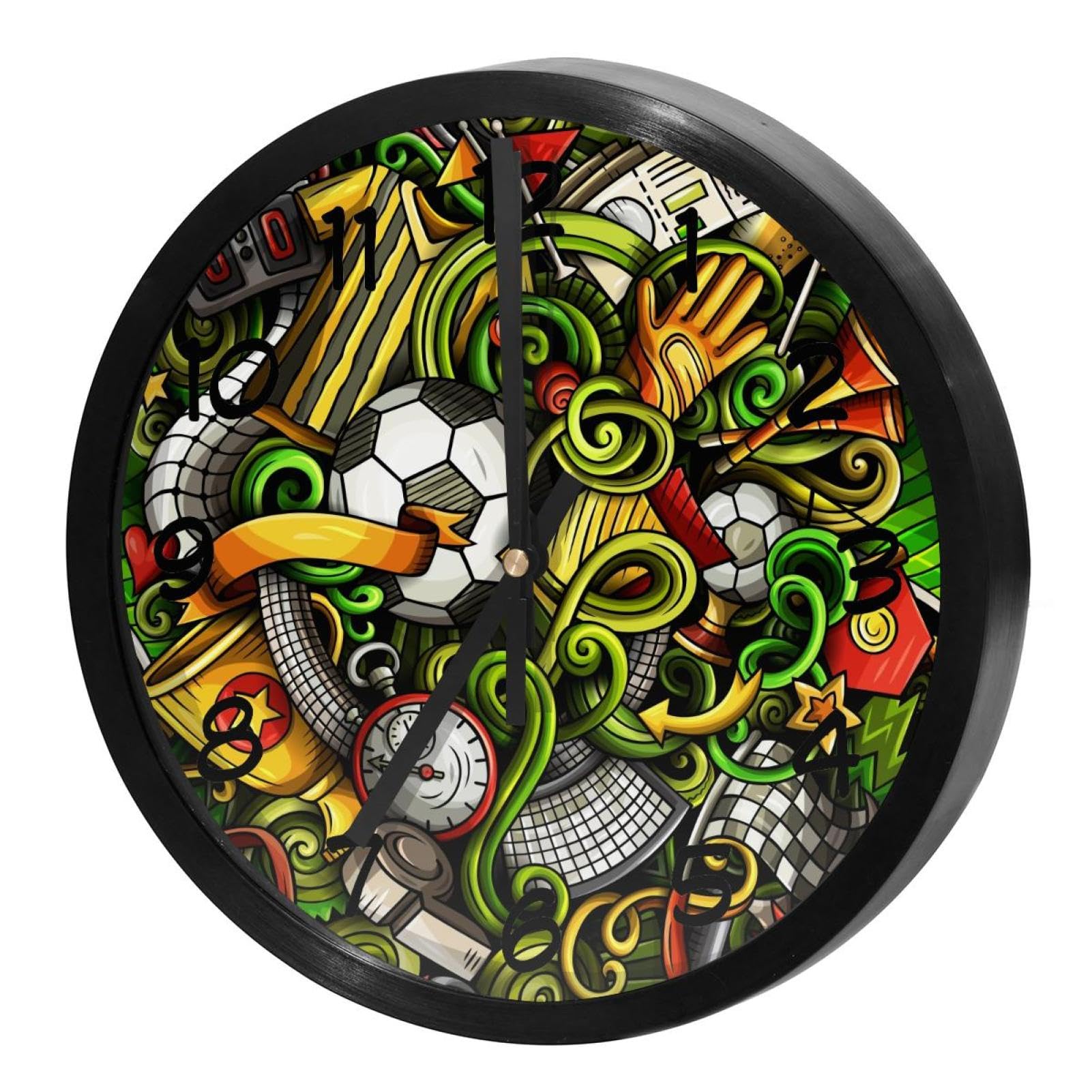Horloge murale football silencieuse à quartz pour chambre enfant et bureau