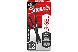Sleek Metal Barrel Gel Pens, Black Ink, 12-Pack