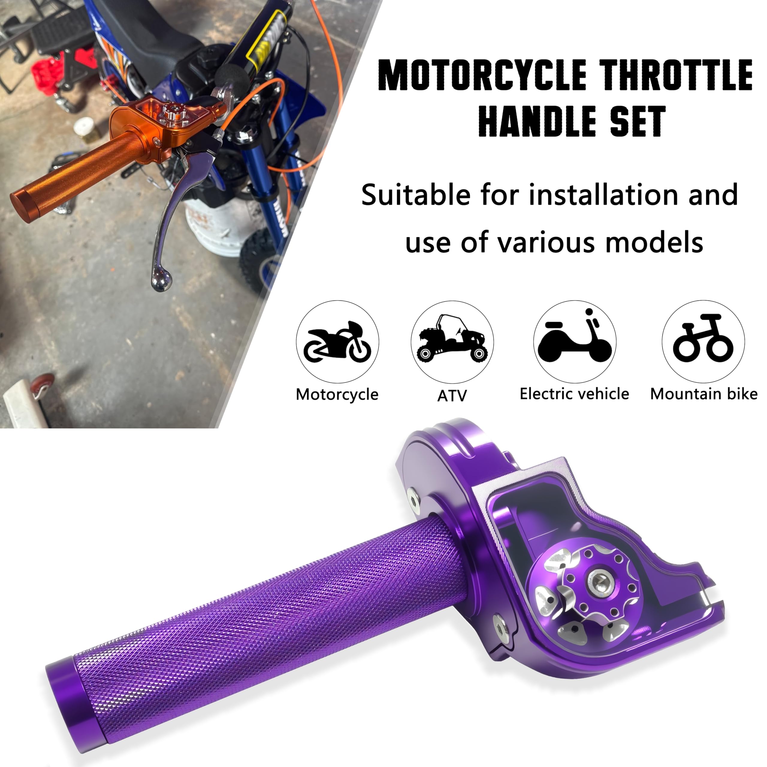 Motorrad-Gashebel-Montage, 2,2 cm Schnelldreh-Gasgriffe, mit Gaszug, Aluminiumlegierung, universell für CRF KLX SSR TTR 110 125 150 250 cc Dirt Pit Bike ATV Mini Bike