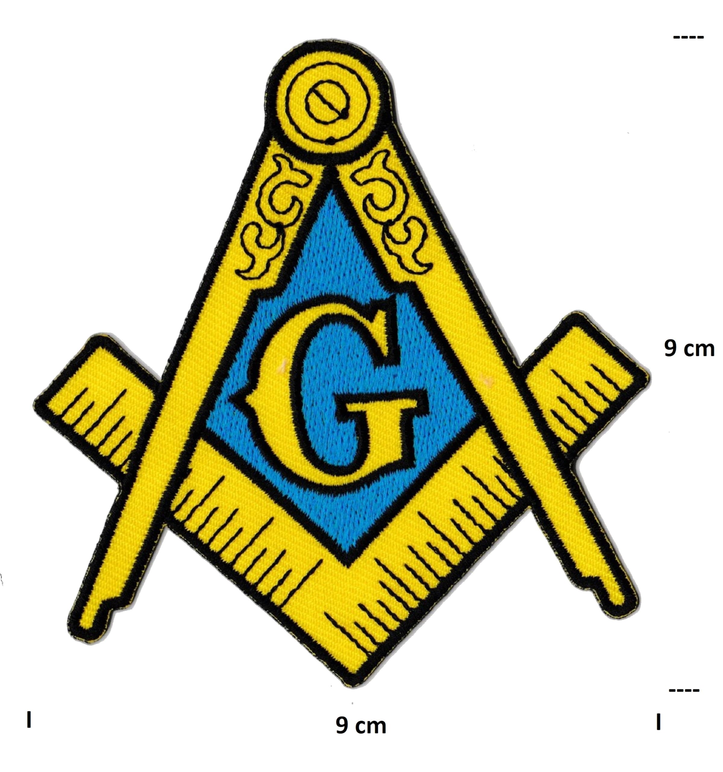 Grand écusson brodé logo maçonnique franc-maçon thermocollant emblème carré boussole