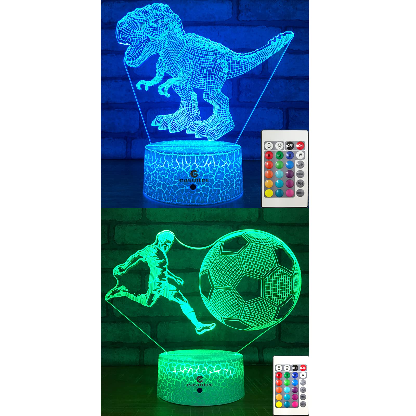 easuntec T-rex Dinosaur + Soccer 3D Night Light (2 in 1 Bundle)