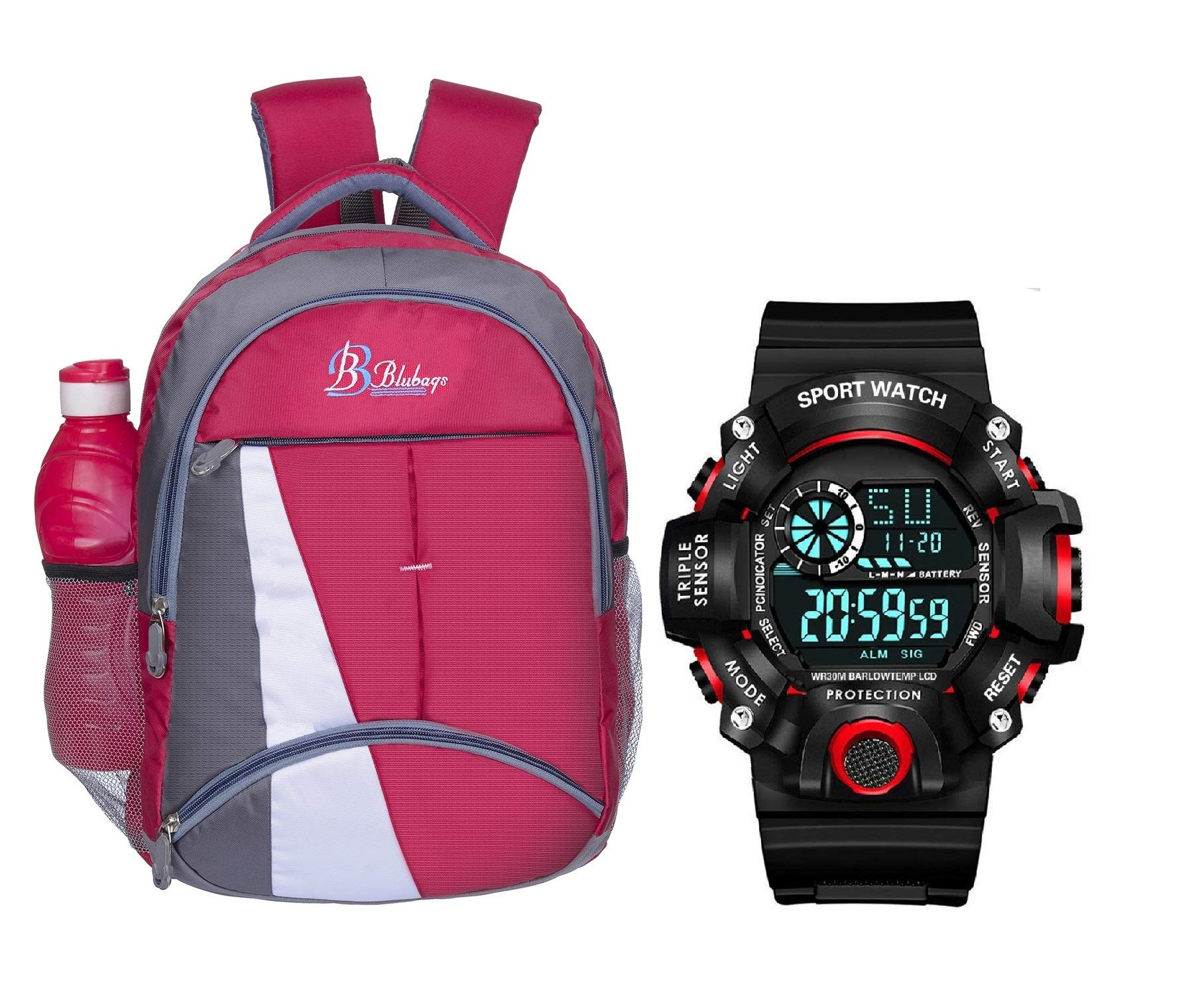 BLUBAGS B1 red Canvas Waterproof School Bag & College Laptop for Boys,Girls with free watch (B08RC115VK) Amazon Price History, Amazon Price Tracker