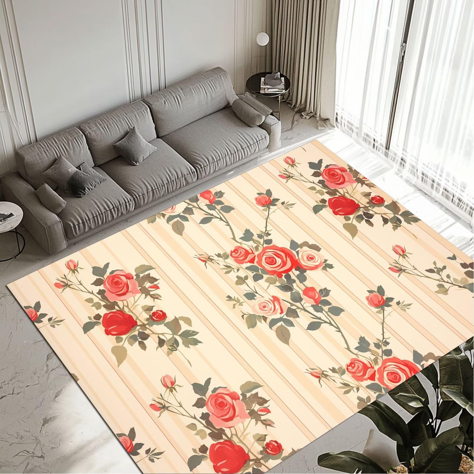 Tapis de salon Leaves 50x80cm lavable et antidérapant pour couloir et entrée