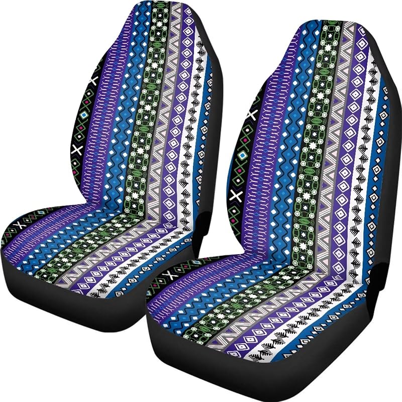 Capa para Banco Dianteiro Automotivo em Poliéster Wunvihay, Estampa Baga Ethnic Striped Print 86, Kit com 2 Peças