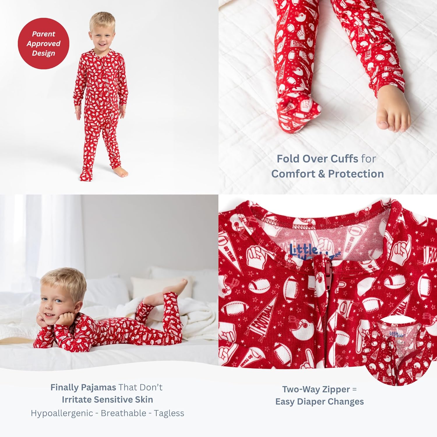 Little Worldz Viscose from Bamboo Toddler Pajamas Footless Romper Two-Way Zipper Hypoallergenic Sleepwear Boys & Girls