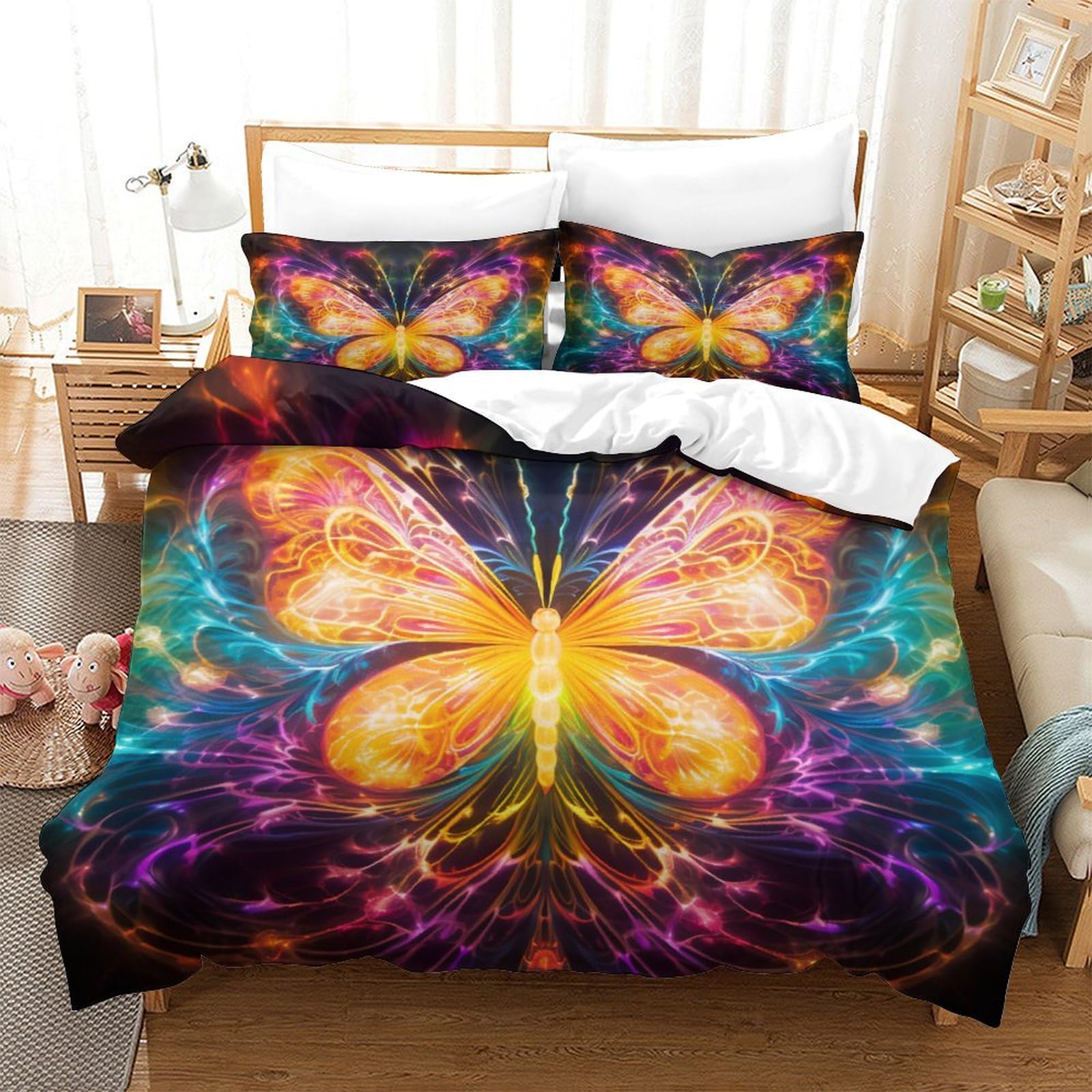 Housse de couette sans repassage 260x220 cm anti-plis avec fermeture éclair rapide