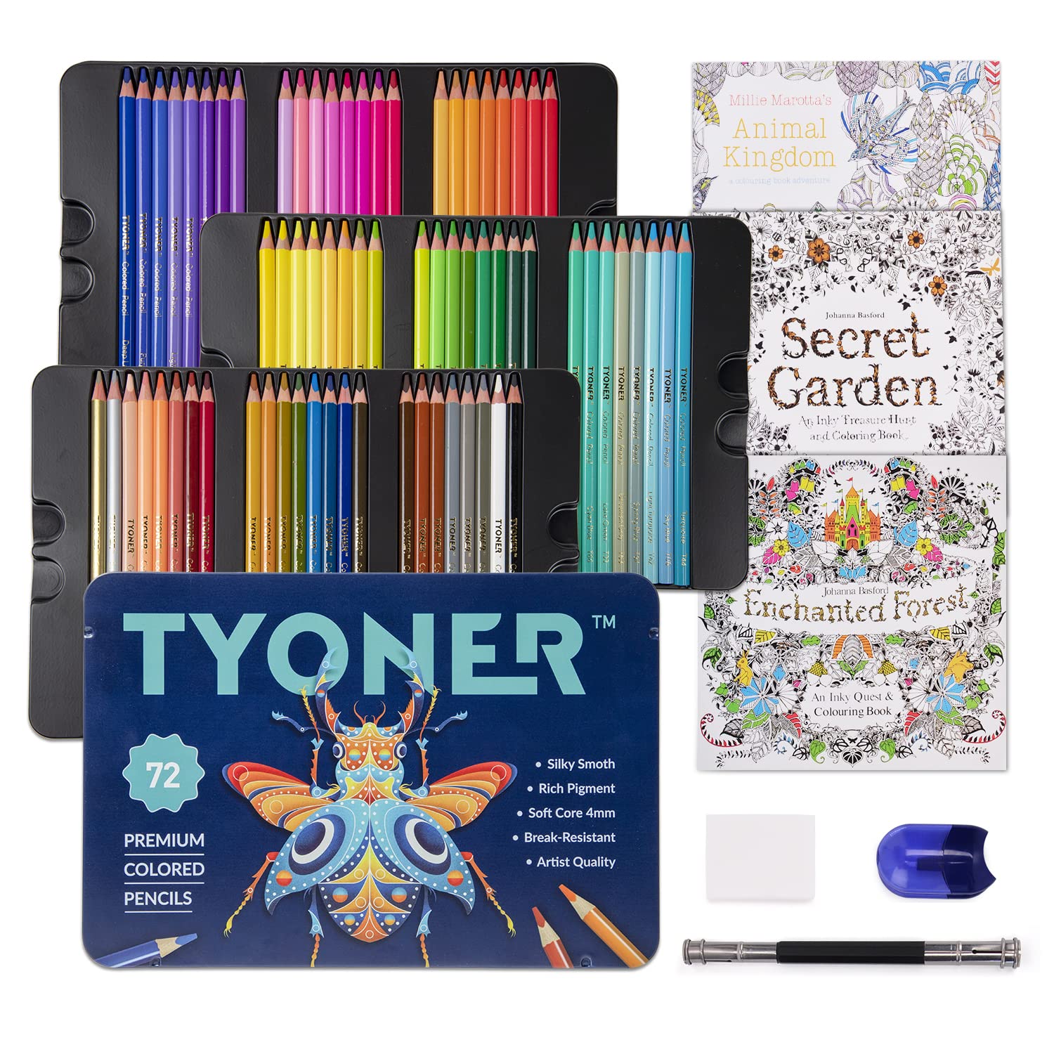 Buy Colored Pencils Set of 72 Colors Soft WaxBased Cores with Coloring