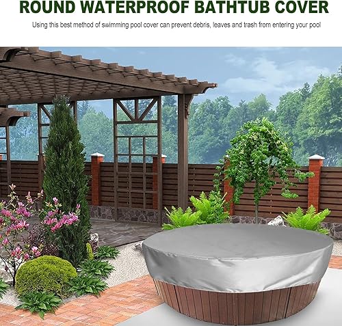Miniatura 4 de DOITOOL Cubierta redonda para bañera de hidromasaje, cubierta antipolvo para piscina, resistente al agua, manta solar térmica, para vida al aire