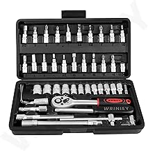 Wriniey 46 In 1 Pcs Tool Kit & Screwdriver and Socket Set,Hand Tool Kit Wrench Set Multi Purpose Combination Case Precision Socket Screwdriver Car Tool Kit Set