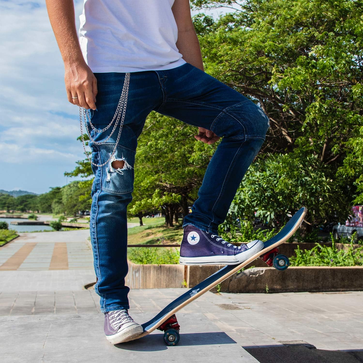 Wisdompro Pants Chain, Heavy Duty Belt Loop Chain Hip Hop Punk Trousers Jeans Chains with Lobster Clasps for Men and Women - Image 6